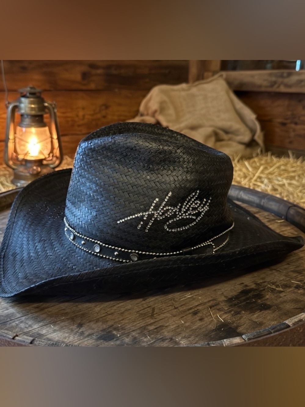 VTG Harley Davidson black straw women’s hat